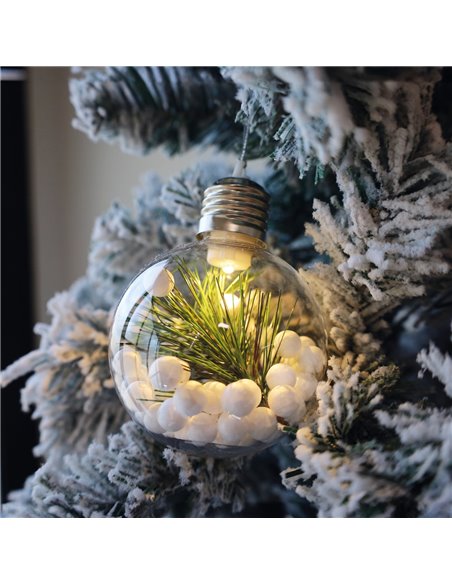 Bola de navidad LED 8cm 3xLR44 Luz cálida - 12u caja exp