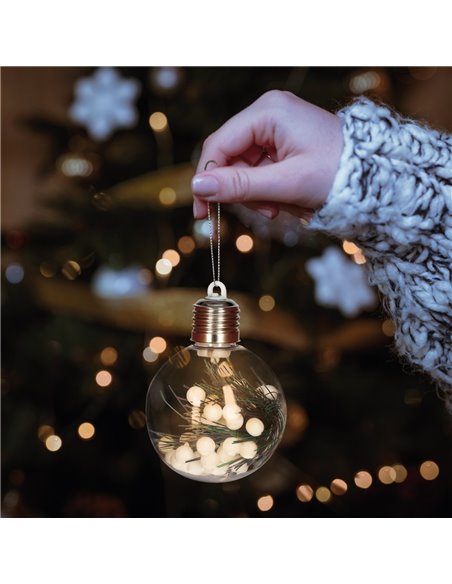 Bola de navidad LED 8cm 3xLR44 Luz cálida - 12u caja exp