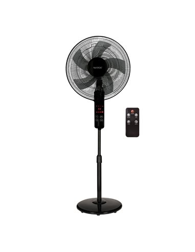 Ventilador de pie Tehri con mando y temporizador Ø43cm 30W motor DC Negro