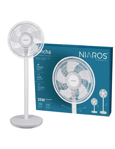 Ventilador de pie Puncha Ø34cm 35W Blanco