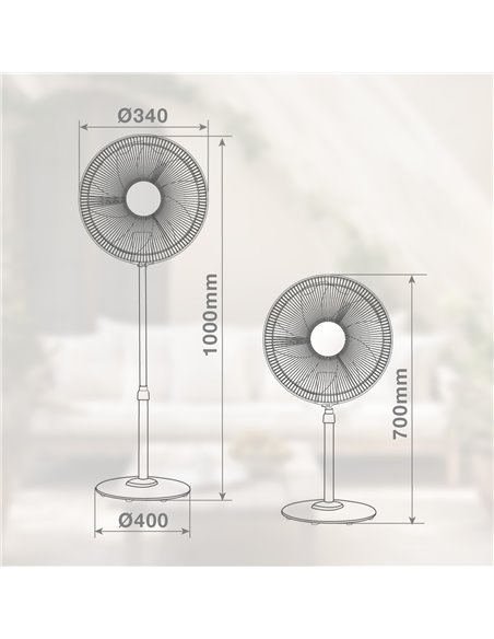 Ventilador de pie Puncha Ø34cm 35W Blanco