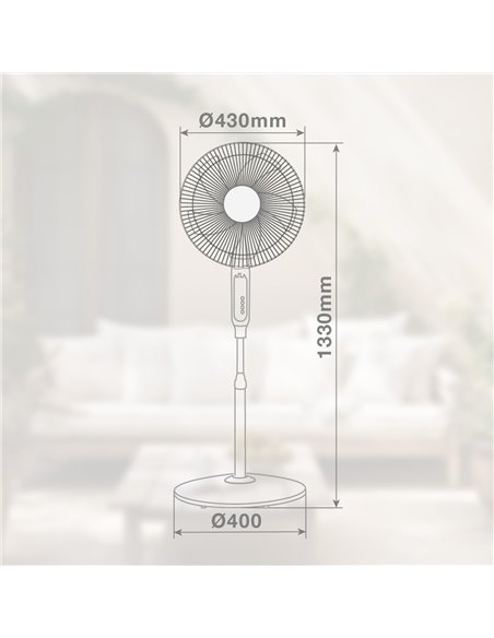 Ventilador de pie Lungra con mando y temporizador Ø43cm 50W Negro