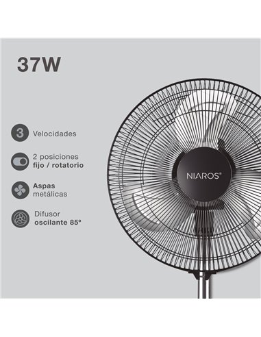 Ventilador metálico de pie Vicari Ø34cm 37W