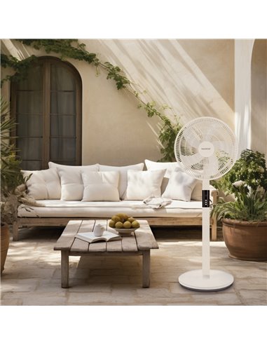 Ventilador portátil de pie Sanluri con mando Ø39cm 15W motor DC Blanco
