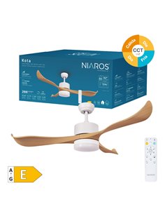 Ventilador techo Kota con luz CCT regulable y mando Ø132 3 aspas DC Blanco 2