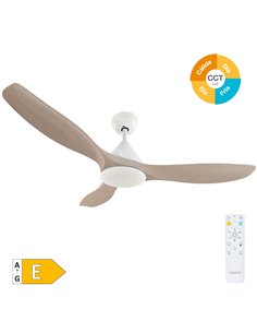 Ventilador techo Luma con luz CCT regulable y mando Ø117 3 aspas DC Blanco