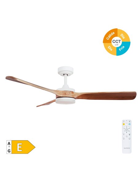 Ventilador techo Misstreta con luz CCT regulable y mando Ø132 3 aspas DC Blanco