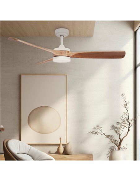 Ventilador techo Misstreta con luz CCT regulable y mando Ø132 3 aspas DC Blanco
