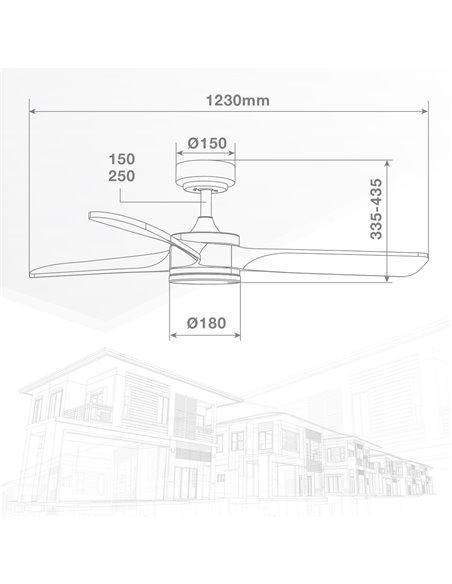 Ventilador techo Misstreta con luz CCT regulable y mando Ø132 3 aspas DC Blanco