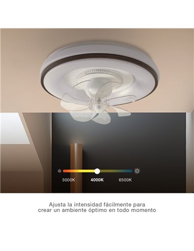 Ventilador techo rotativo Aversa con luz CCT regulable y mando Ø50 7 aspas DC Blanco