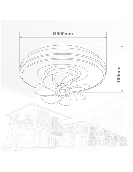 Ventilador techo rotativo Aversa con luz CCT regulable y mando Ø50 7 aspas DC Blanco