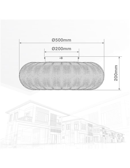 Ventilador techo Matera con mando 4xE27 Ø50 3 aspas DC Beige
