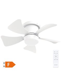 Mini ventilador techo Oristán con luz CCT regulable y mando Ø40 5 aspas DC Blanco