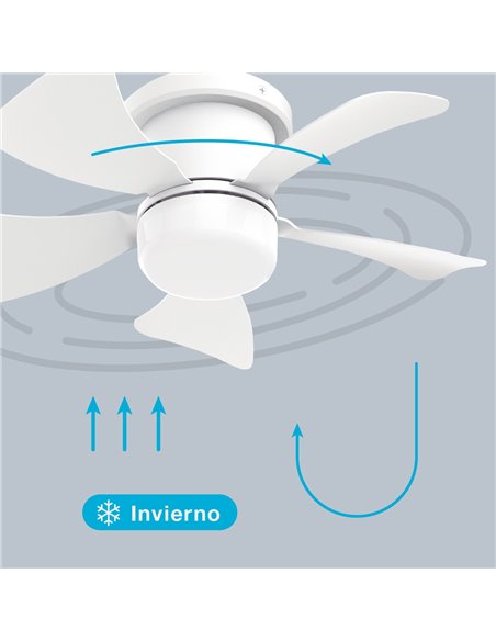 Mini ventilador techo Oristán con luz CCT regulable y mando Ø40 5 aspas DC Blanco