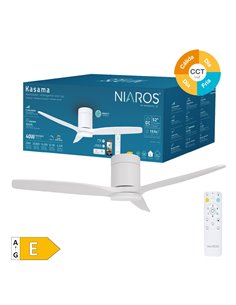 Ventilador techo inteligente Kasama con luz CCT regulable y mando Ø132 3 aspas DC Blanco 2
