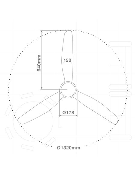 Ventilador techo inteligente Kasama con luz CCT regulable y mando Ø132 3 aspas DC Blanco