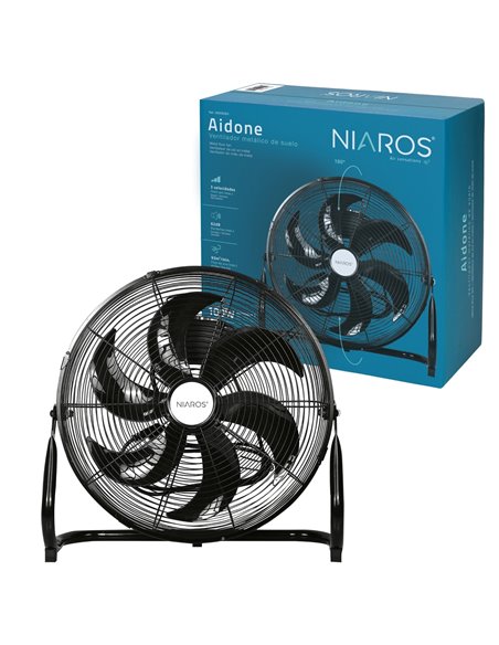 Ventilador metálico de suelo Aidone Ø51cm 90W Negro