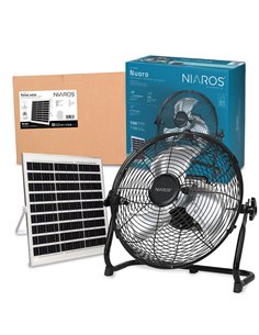 Kit ventilador metálico de suelo y panel solar Nuoro Ø36cm 15W motor DC Negro 2