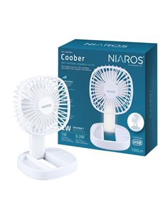 Mini ventilador de mano plegable Coober con luz USB recargable Blanco 2