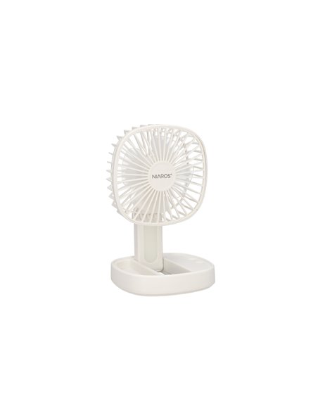 Mini ventilador de mano plegable Coober con luz USB recargable Blanco
