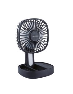 Mini ventilador de mano plegable Coober con luz USB recargable Negro