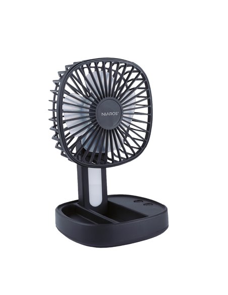 Mini ventilador de mano plegable Coober con luz USB recargable Negro
