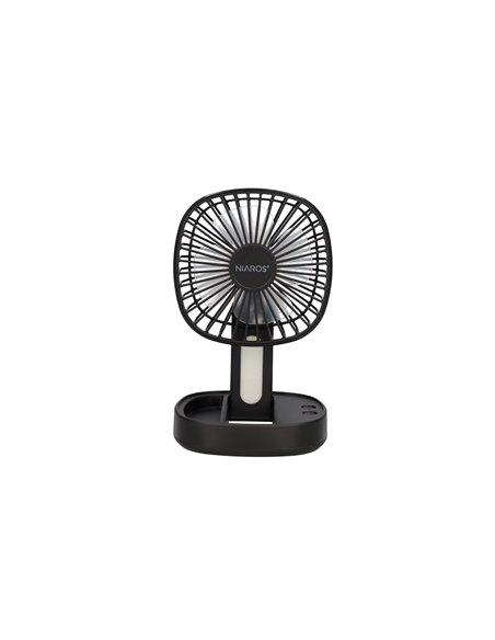 Mini ventilador de mano plegable Coober con luz USB recargable Negro