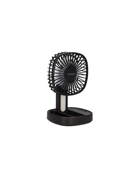 Mini ventilador de mano plegable Coober con luz USB recargable Negro
