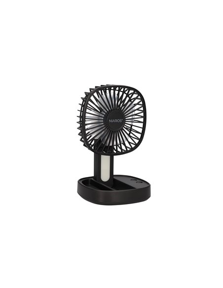 Mini ventilador de mano plegable Coober con luz USB recargable Negro