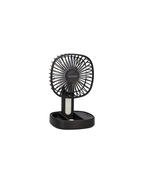 Mini ventilador de mano plegable Coober con luz USB recargable Negro