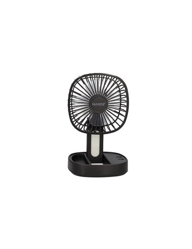 Mini ventilador de mano plegable Coober con luz USB recargable Negro