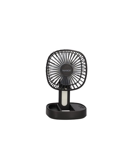 Mini ventilador de mano plegable Coober con luz USB recargable Negro