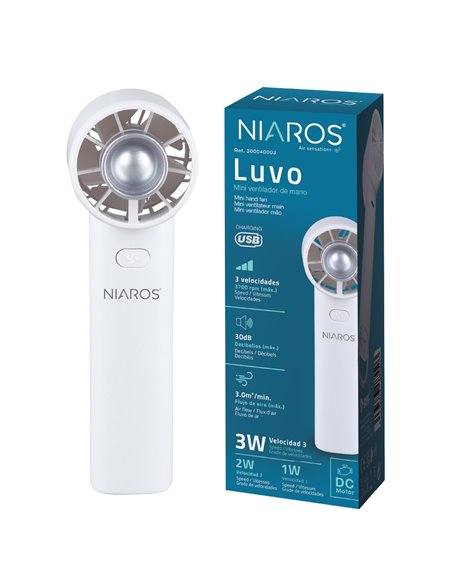 Mini ventilador de mano Luvo USB recargable Blanco