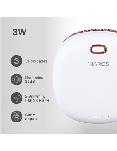 Mini ventilador portátil Yulara USB recargable Blanco