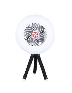 Mini ventilador solar Tanami con luz y trípode flexible