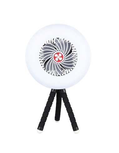 Mini ventilador solar Tanami con luz y trípode flexible