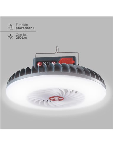 Mini ventilador solar Tanami con luz y trípode flexible