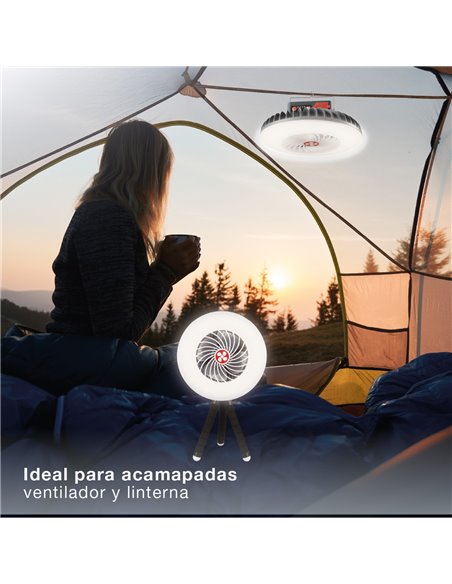 Mini ventilador solar Tanami con luz y trípode flexible