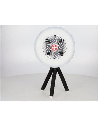 Mini ventilador solar Tanami con luz y trípode flexible