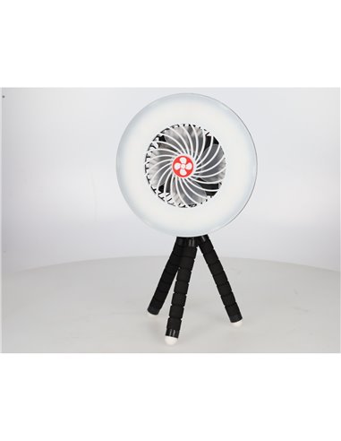 Mini ventilador solar Tanami con luz y trípode flexible