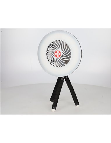 Mini ventilador solar Tanami con luz y trípode flexible
