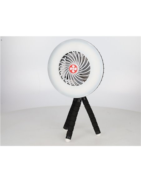 Mini ventilador solar Tanami con luz y trípode flexible