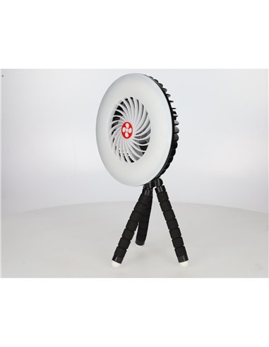 Mini ventilador solar Tanami con luz y trípode flexible