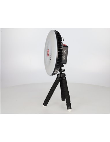 Mini ventilador solar Tanami con luz y trípode flexible