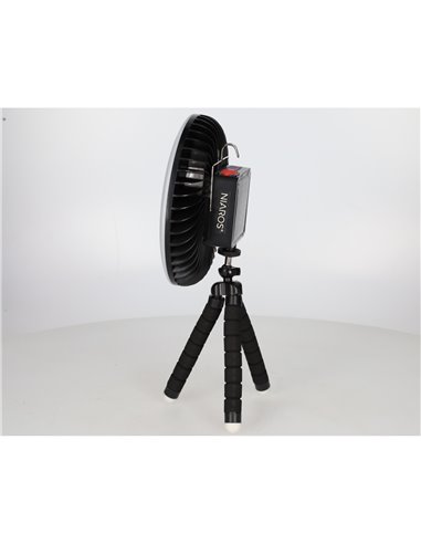Mini ventilador solar Tanami con luz y trípode flexible