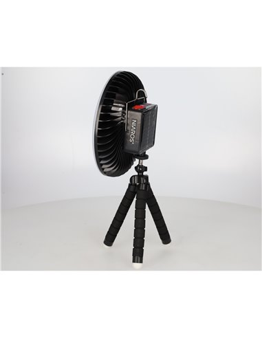 Mini ventilador solar Tanami con luz y trípode flexible