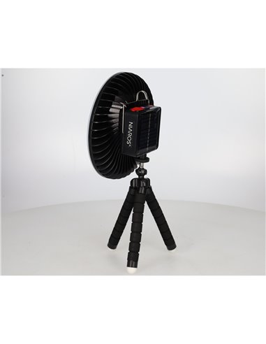 Mini ventilador solar Tanami con luz y trípode flexible