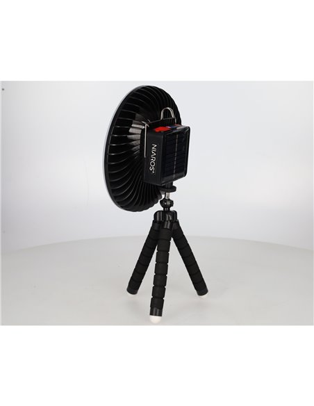 Mini ventilador solar Tanami con luz y trípode flexible