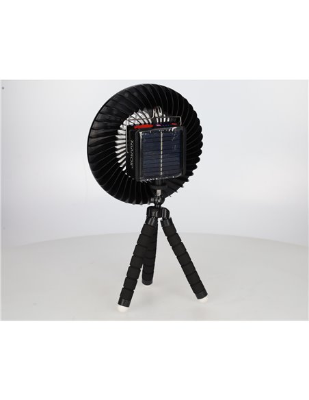 Mini ventilador solar Tanami con luz y trípode flexible