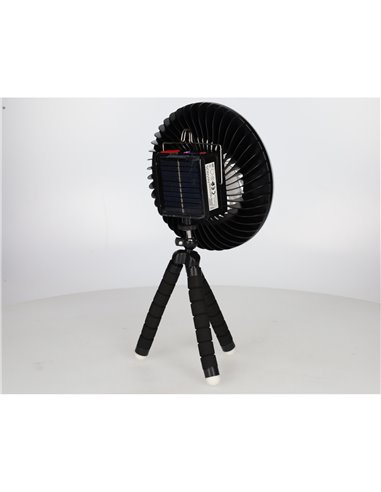 Mini ventilador solar Tanami con luz y trípode flexible